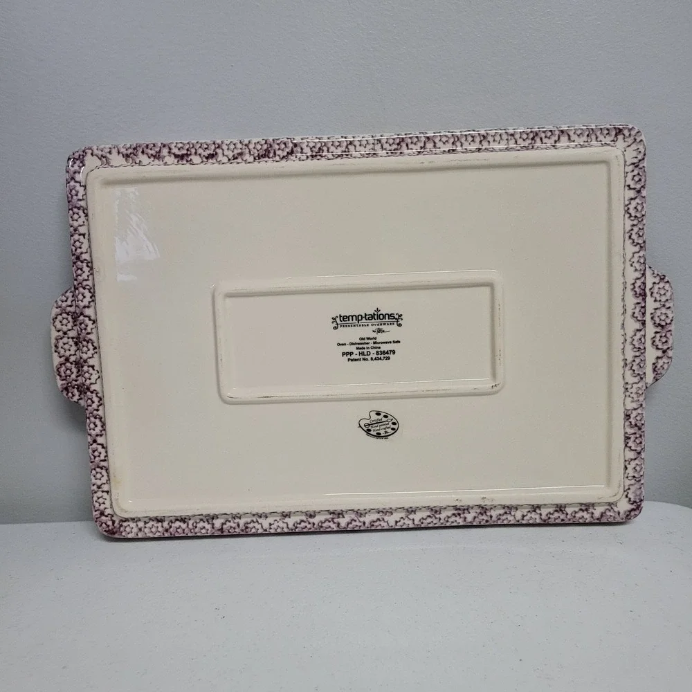 Temp-tations Old World Purple Rectangular Serving Tray Platter Cottagecore